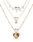 Fashion Golden Alloy Peach Heart Natural Abalone Shell Multi-layer Necklace