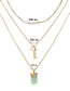 Fashion Golden Letter Blue Imitation Natural Stone Pearl Three-layer Necklace
