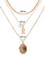 Fashion Golden Diamond Freshwater Pearl Shell Multilayer Necklace