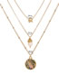 Fashion Golden Flash Diamond Alphabet Natural Freshwater Pearl Shell Multilayer Necklace