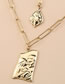 Fashion Golden Metallic Texture Portrait Water Drop Tag Multilayer Necklace