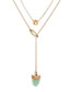 Fashion Golden Letter Resin Imitation Natural Stone Tassel Pendant Multilayer Necklace
