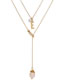Fashion Golden Alphabet Natural Freshwater Pearl Tassel Pendant Necklace