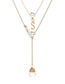 Fashion Golden Alphabet Natural Freshwater Pearl Tassel Pendant Necklace