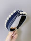 Fashion Denim Blue Pearl Stitching Denim Knotted Cross-brimmed Hair Band