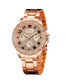 Fashion Rose Gold Three-eye Diamond-set Gypsophila Quartz Steel Ladies Watch