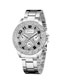 Fashion Silver Three-eye Diamond-set Gypsophila Quartz Steel Ladies Watch