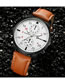 Fashion Brown With White Noodles Ultra-thin Stainless Steel Two-eye Quartz Men's Belt Watch