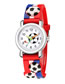 Fashion Red 3d Embossed Stripe Plastic Band Football Children Watch