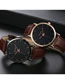 Fashion Brown Blue Needle Large Dial Stainless Steel Men's Belt Watch
