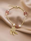 Fashion Golden Sun Flower Hollow Leaves Pearl Strawberry Crystal Bead Bracelet
