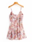 Fashion Color Flower Print Breasted Dress