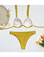 Fashion Yellow Flashing Split Swimsuit With Pleated Metal Ring