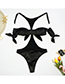 Fashion Black Bowknot Pleated One-piece Swimsuit