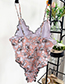 Fashion Pink Flower Print Ruffled One-piece Swimsuit