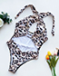 Fashion Printing Leopard Print Openwork Cross One-piece Swimsuit