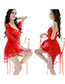 Fashion Color Oversized See-through Shawl Lace Hem Strap Nightdress Suit
