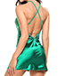 Fashion Green Ice-like Silk Deep V Stitching Lace Hanging Neck Open Leaky Pajamas