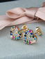 Fashion White Zirconium Copper Plating Gold Love Hollow Earrings