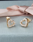 Fashion Color Zirconium Copper Plating Gold Love Hollow Earrings