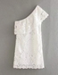Fashion White Slanted Shoulder Hollow Water-soluble Lace Dress