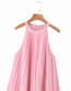 Fashion Pink Sleeveless Loose Dress With Pleated Halter Neck
