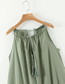 Fashion Army Green Cotton Pleated Halter Sleeveless Stitching Dress