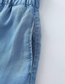 Fashion Blue Denim Blended Elasticated Waist Shorts