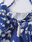 Fashion Blue Print V-neck Camisole Dress