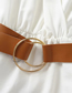 Fashion White Sleeveless Dress With Belt V-neck