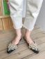 Fashion Apricot Beaded Baotou Flat Slippers