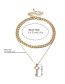 Fashion White K Geometric Thick Chain Double Hollow Key Alloy Necklace