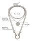 Fashion White K Heart-shaped Embossed Alphabet Bead Chain Multi-layer Necklace