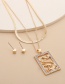 Fashion Golden Dragon-shaped Micro-set Rhinestone Square Geometric Multilayer Necklace Earrings