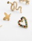 Fashion Golden Heart-shaped Small Butterfly Micro-set Rhinestone Serpentine Hollow Earring Set