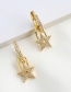 Fashion Golden Copper-inlaid Zircon Five-pointed Star Stud Earrings