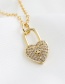 Fashion Golden Copper Inlay Zircon Love Lock Necklace