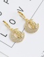 Fashion Golden Copper-set Zircon Crescent Earrings