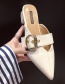 Fashion Beige Belt Buckle Pointed Toe Low-heeled Sandals