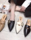 Fashion Black Belt Buckle Pointed Toe Low-heeled Sandals