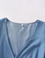 Fashion Cowboy Denim Bubble Sleeve V-neck Single-breasted Dress