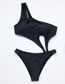 Fashion Black One-shoulder Hollowed Out Navel One-piece Swimsuit