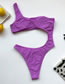 Fashion Purple Hollow Knotted Leak Navel One Shoulder One-piece Swimsuit