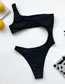 Fashion Black Hollow Knotted Leak Navel One Shoulder One-piece Swimsuit