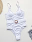 Fashion White One-piece Swimsuit With Belt Suspenders
