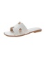 Fashion White Slotted Sandals With Flat Letters