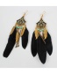 Fashion Color Mixing Feather Rice Bead Alloy Dropping Fringe Earrings