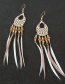 Fashion Green Feather Rice Beads Geometric Cutout Earrings
