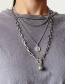 Fashion Silver Round-shaped Portrait Ot Buckle Alloy Multi-layer Necklace
