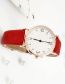 Fashion Red Ultra-thin Pu Strap Ladies Quartz Watch